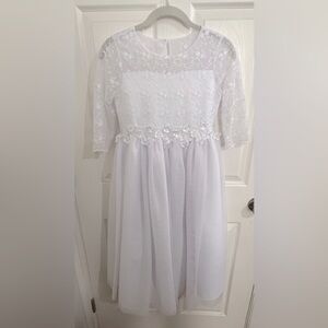 Elegant White Lace Kids Dress